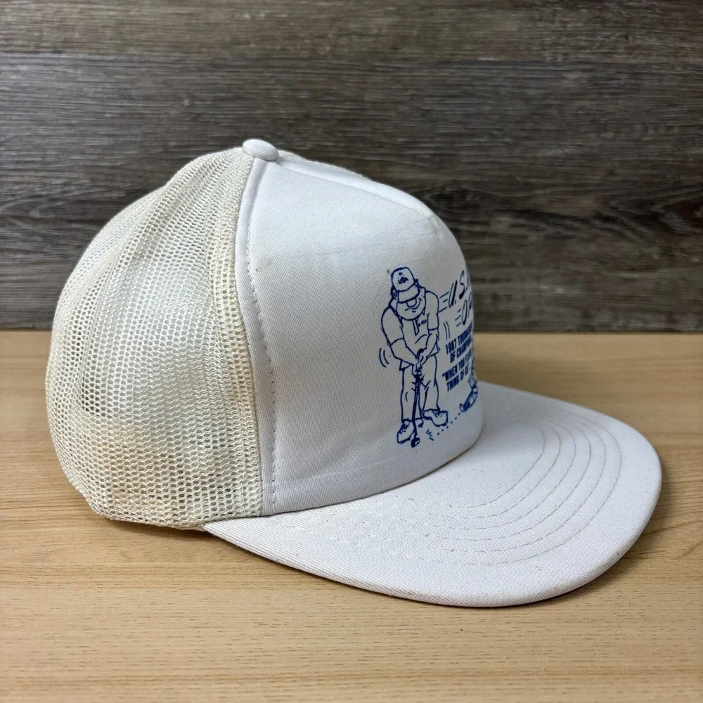 Vintage US Open Hat Cap‎ Snapback White Trucker 1987 When You Flush Adjustable
